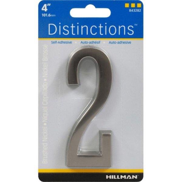 Hillman Distinctions 4 in. Silver Zinc Die-Cast Self-Adhesive Number 2 1 pc, 3PK 843282